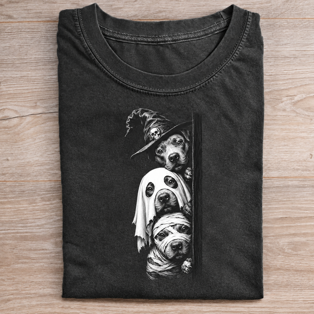 Ghost Mummy Pitbull Witch Dog T-shirt