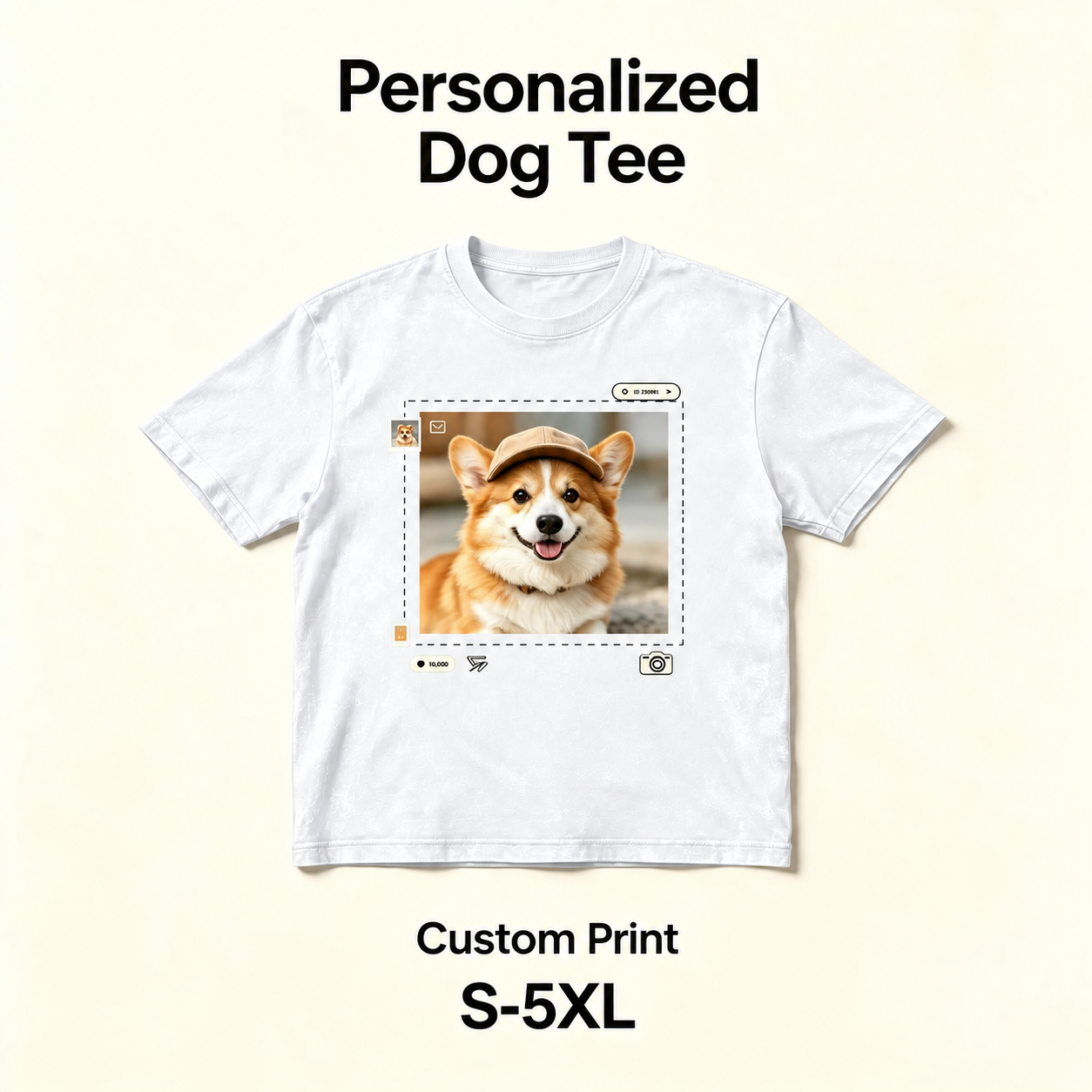 Personalized Dog T‑Shirt‑Upload Your Pet Photo，Custom Pet Portrait Tee
