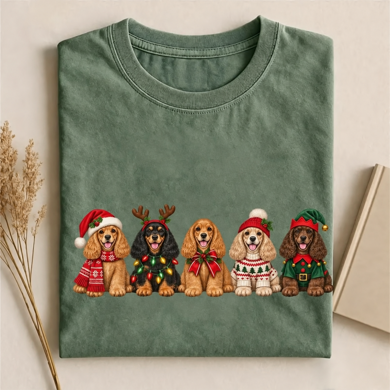 Christmas Cocker Spaniel Crew Holiday T-shirt
