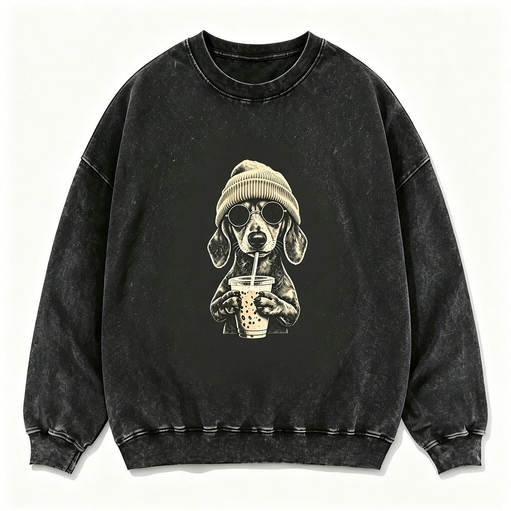 Dachshund Dog Iced Coffee Crewneck Sweatshirt