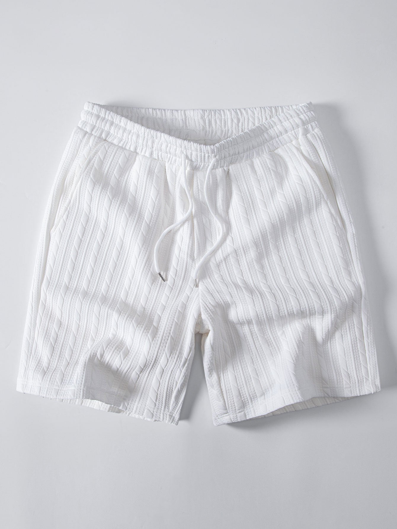 Men's Retro Casual Striped Jacquard Leather Label Shorts