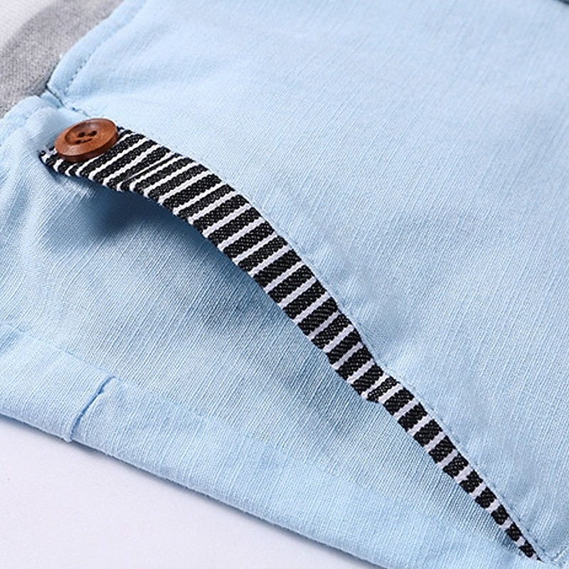 Men's Linen Drawstring Elastic Waist Pockets Shorts