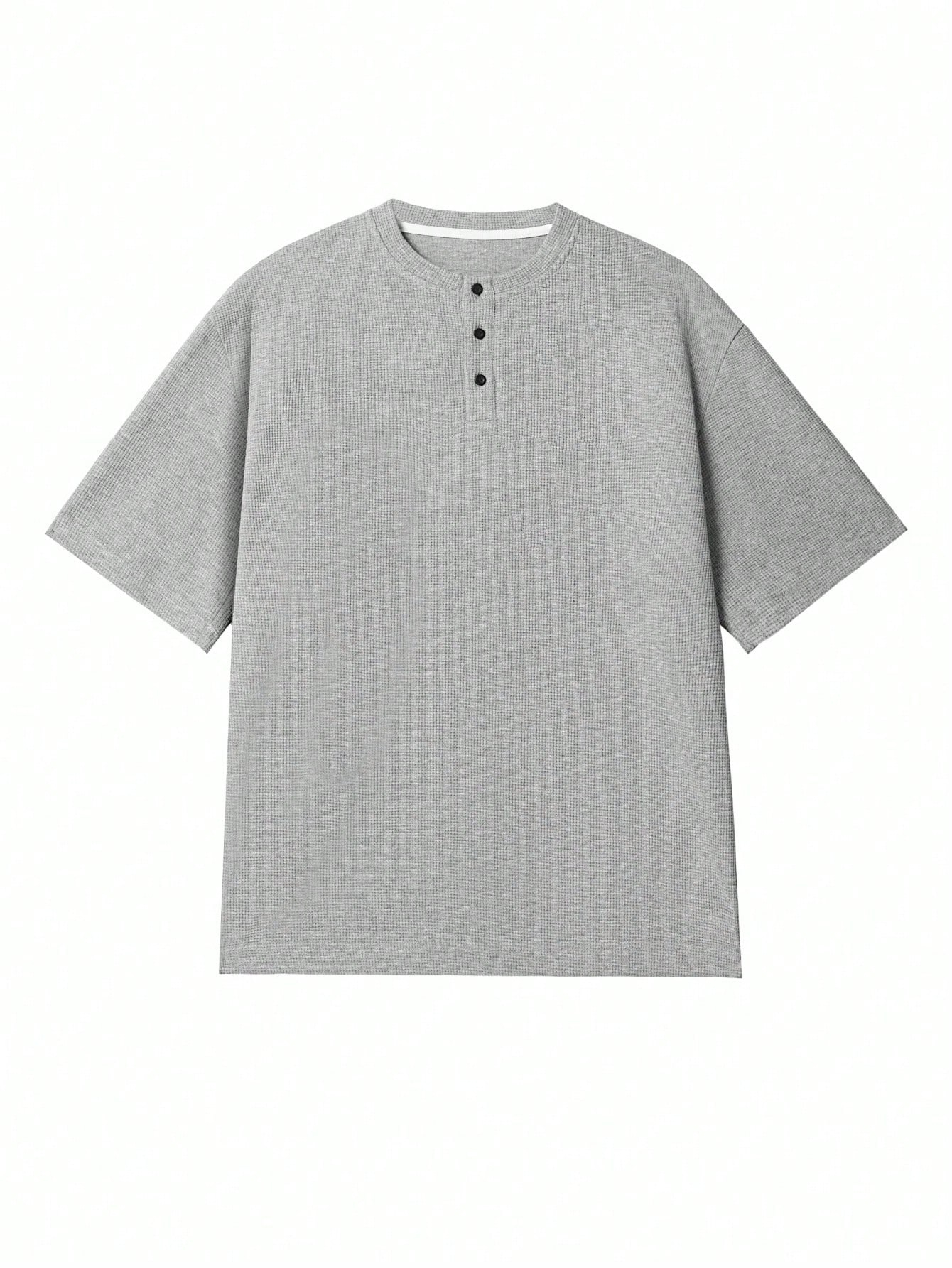 Men's Waffle-Knit Casual Short-Sleeve Henley Shirt