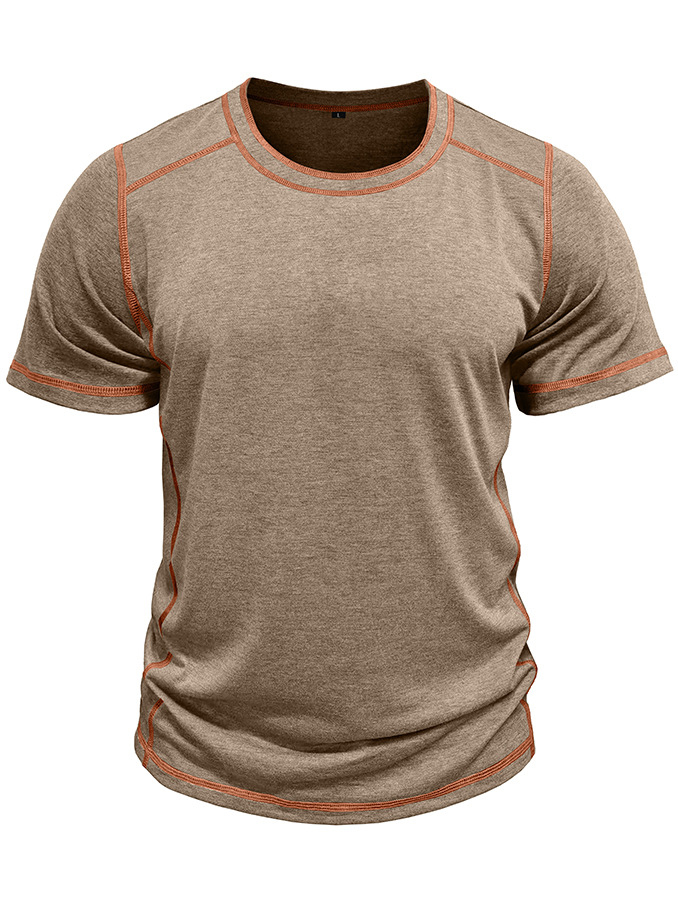 Men's Crew Neck Color Block Short-Sleeve T-Shirt