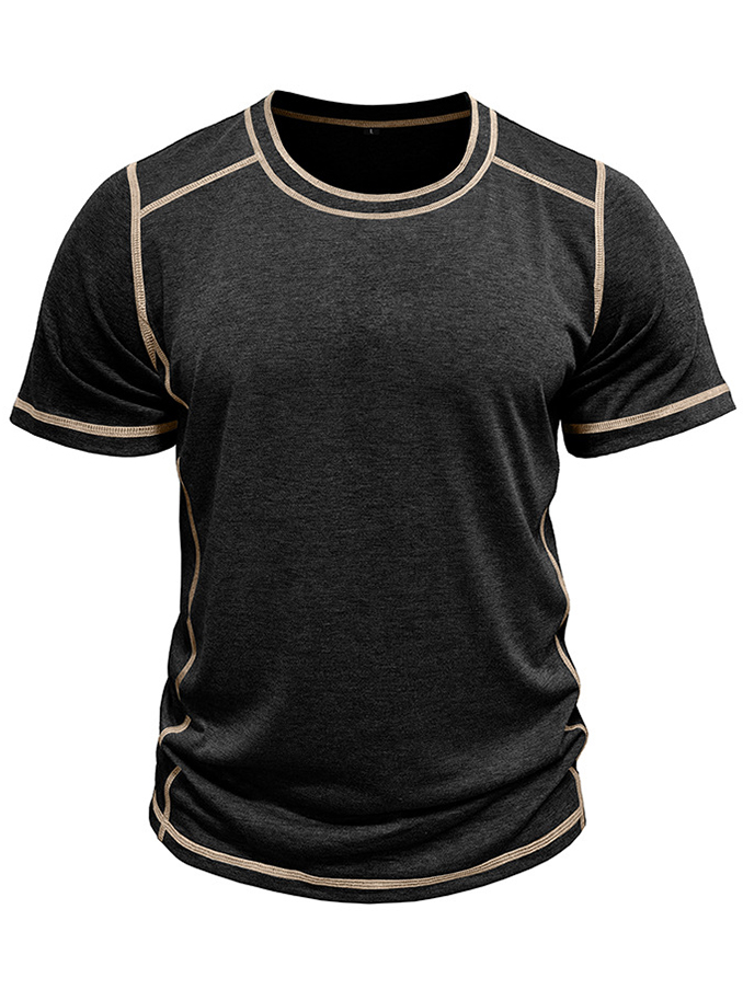 Men's Crew Neck Color Block Short-Sleeve T-Shirt