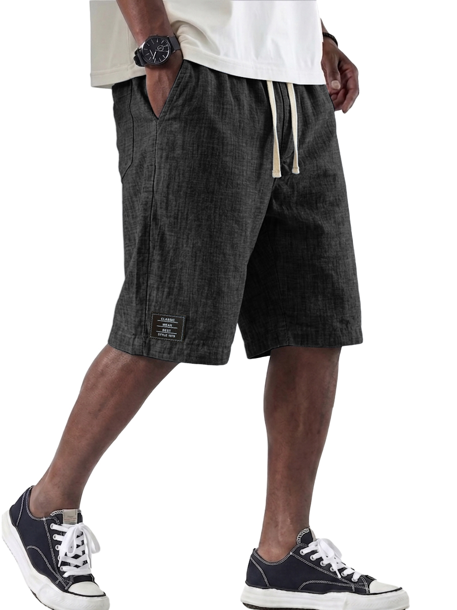 Men's Linen Casual Elastic Waist Multi Pocket Shorts
