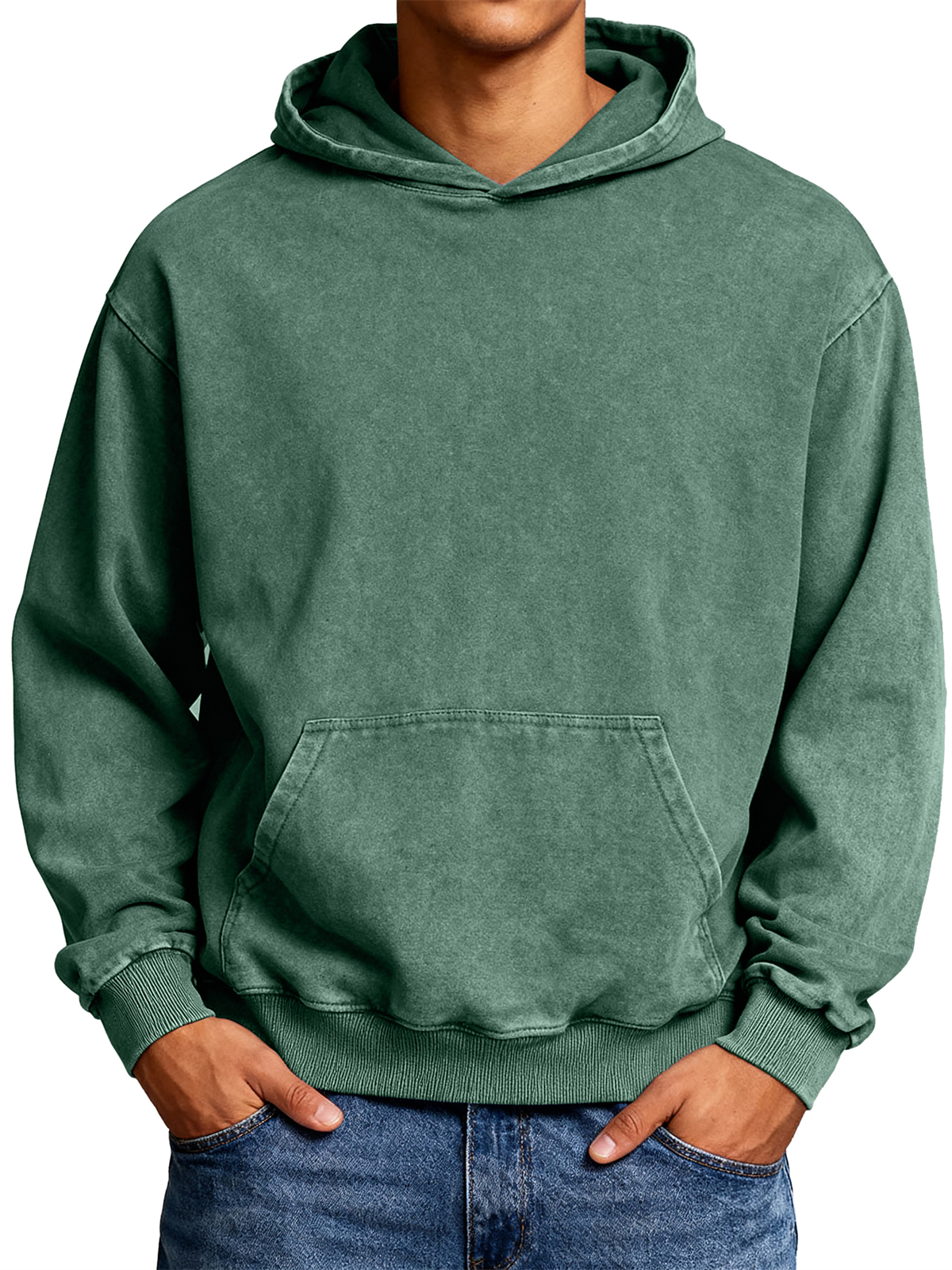 Men's 100% Cotton Washed Distressed Vintage Casual Hooded Sweatshirt