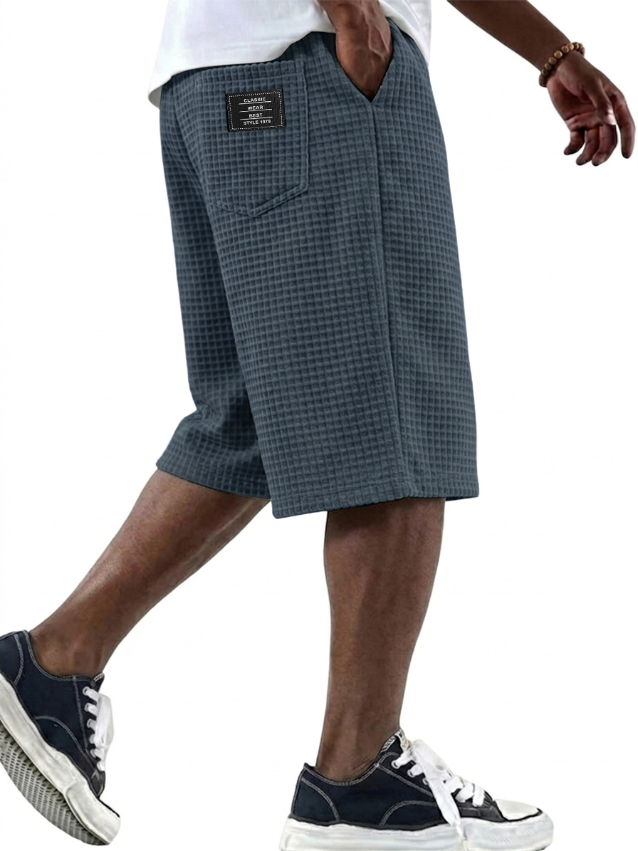 Men's Fashionable Waffle Fabric Casual Comfort Pocket Shorts