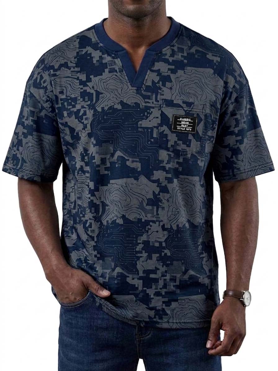 Digital Camouflage V-Neck Casual Short-Sleeve T-Shirt