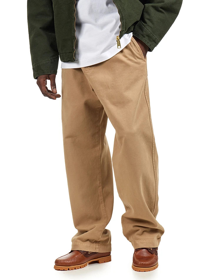 Men's Casual Retro Workwear Embroidered Logo Loose Stretch Waistband Pocket Pants