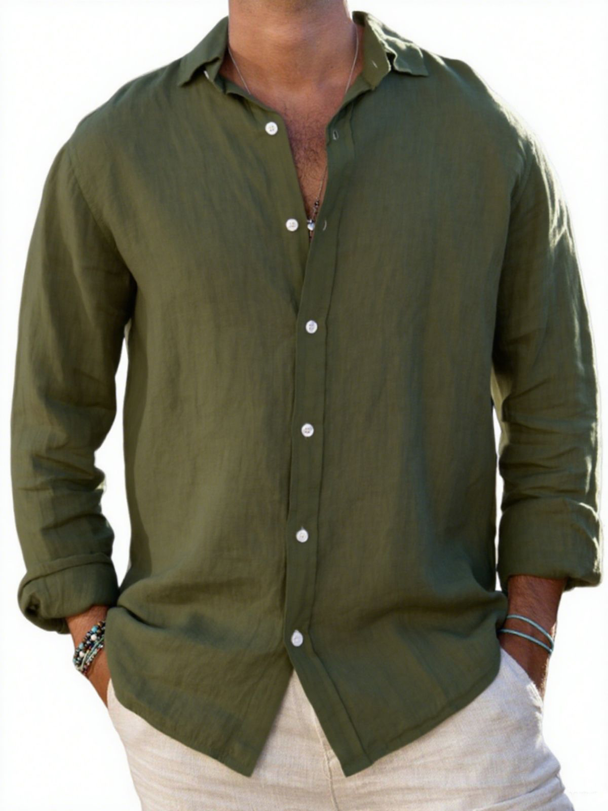 Men's Breathable Linen Casual Long-sleeved Shirt