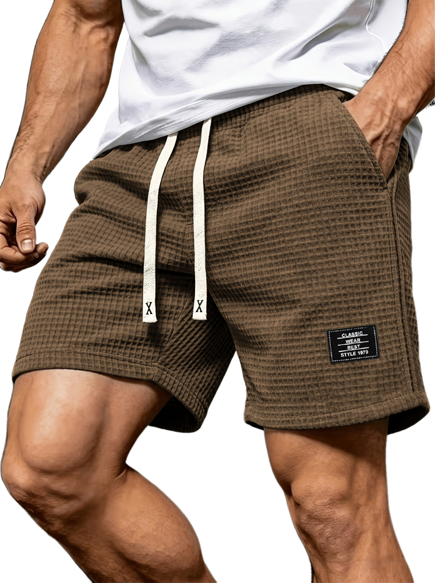 Retro Casual Waffle-Textured Shorts