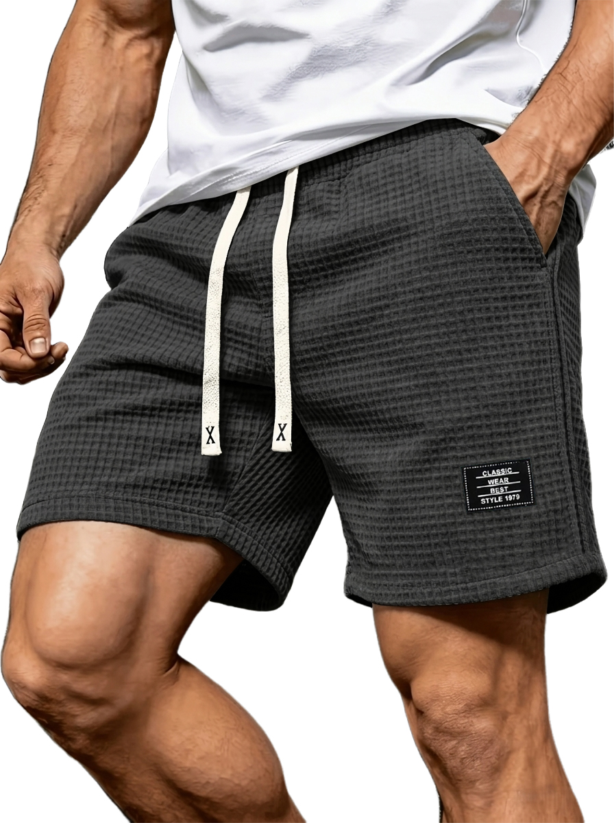 Retro Casual Waffle-Textured Shorts