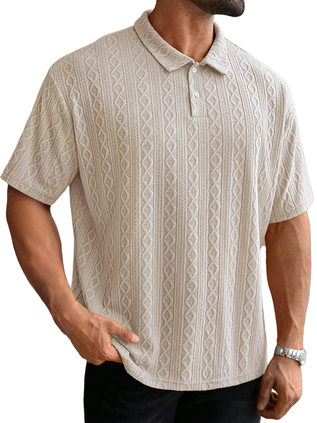 Men's Retro Casual Jacquard Texture Daily Wear Polo Shirt
