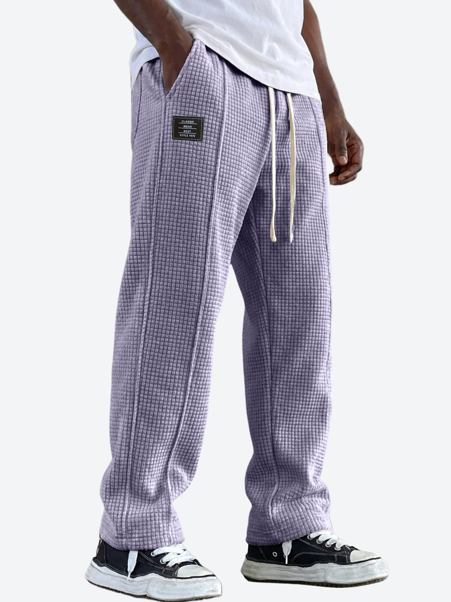 Men's Casual Waffle Texture Corduroy Multi-Pocket Pants with Embroidered Logo