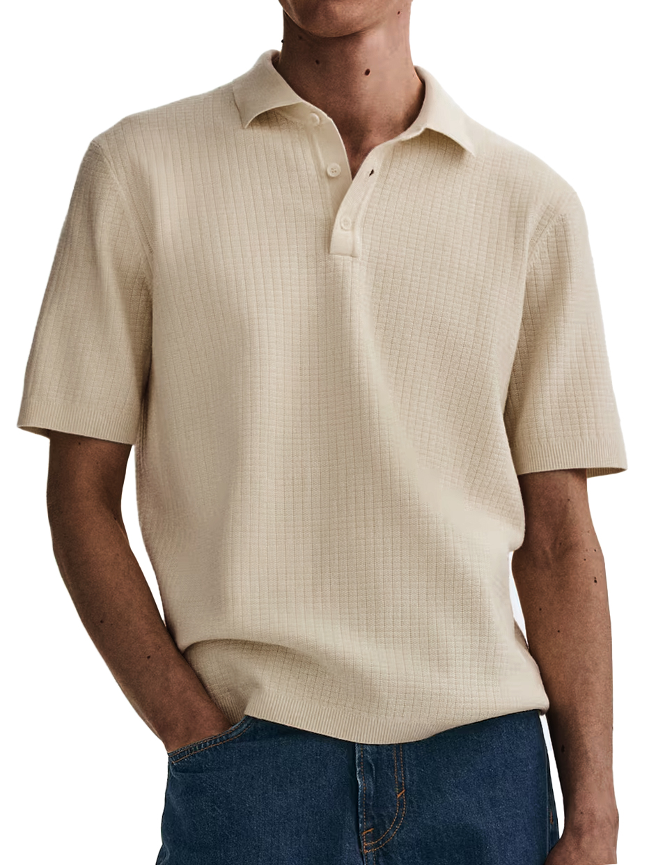 Men's Stylish High-Quality Waffle-Knit Casual Short-Sleeve Top
