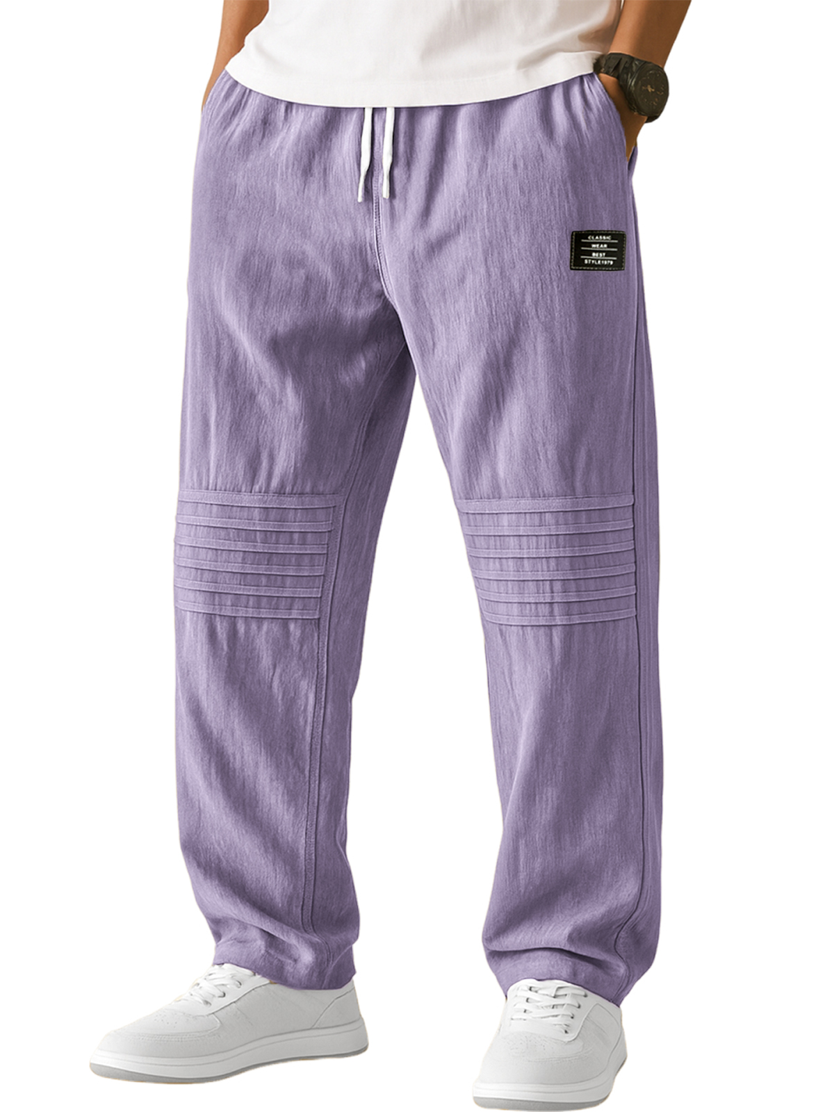 Men's Textured Pleated Casual Pants