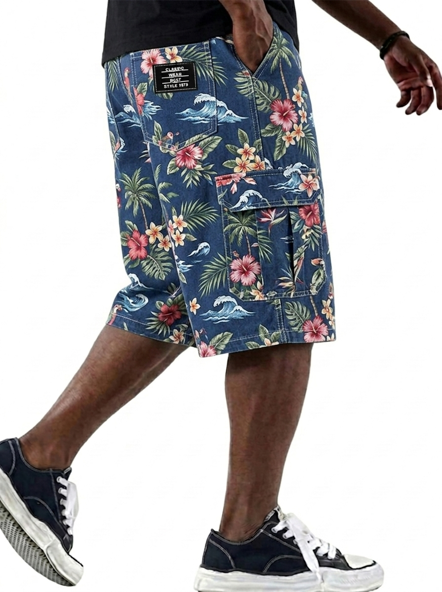 Hawaiian Palm Tree Workwear Basic Shorts