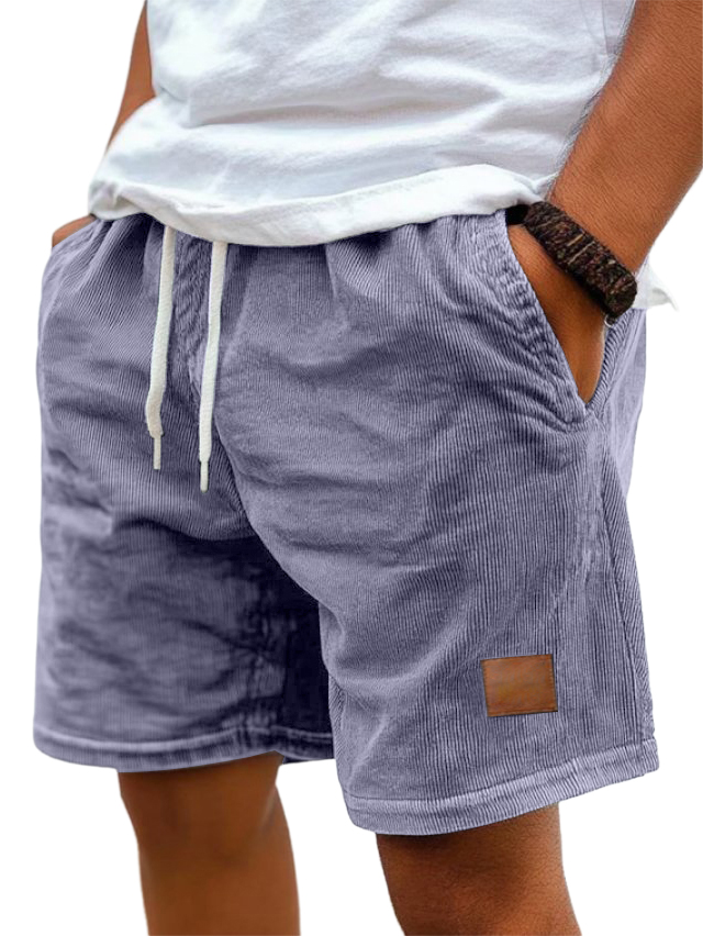 Men's Corduroy Embroidered Logo Loose-fitting Vacation Shorts