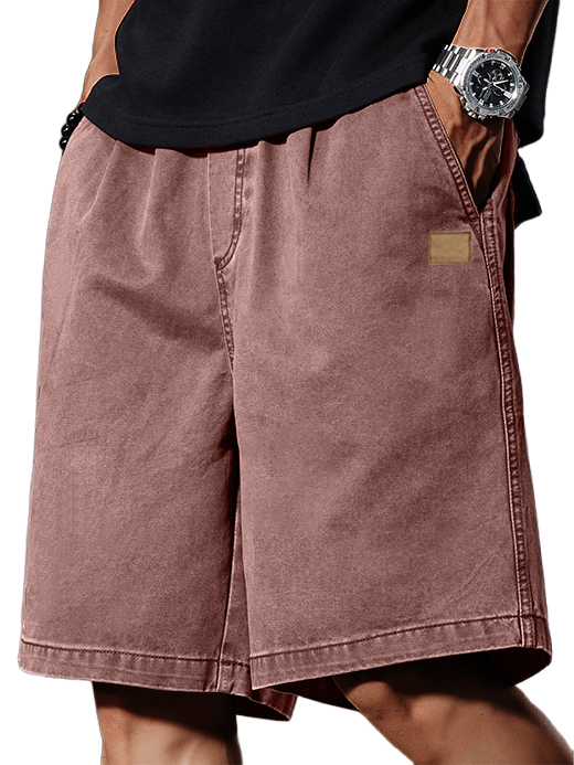 Men's Retro Distressed Pocket Workwear Logo Fashion Casual Shorts