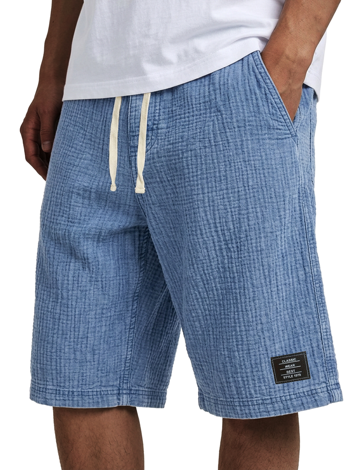 Men's Casual Loose Textured 100% Cotton Shorts