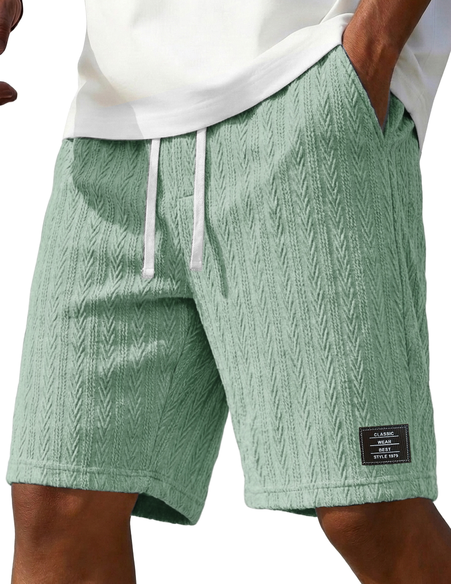 Wheat-Stripe Jacquard Casual Shorts