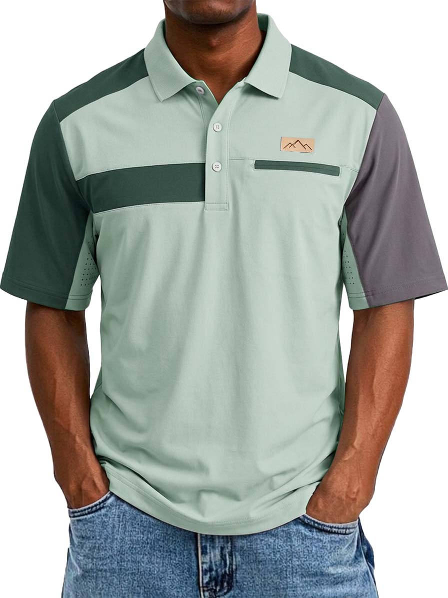 Color-block Casual Basic Short-Sleeve Polo Shirt