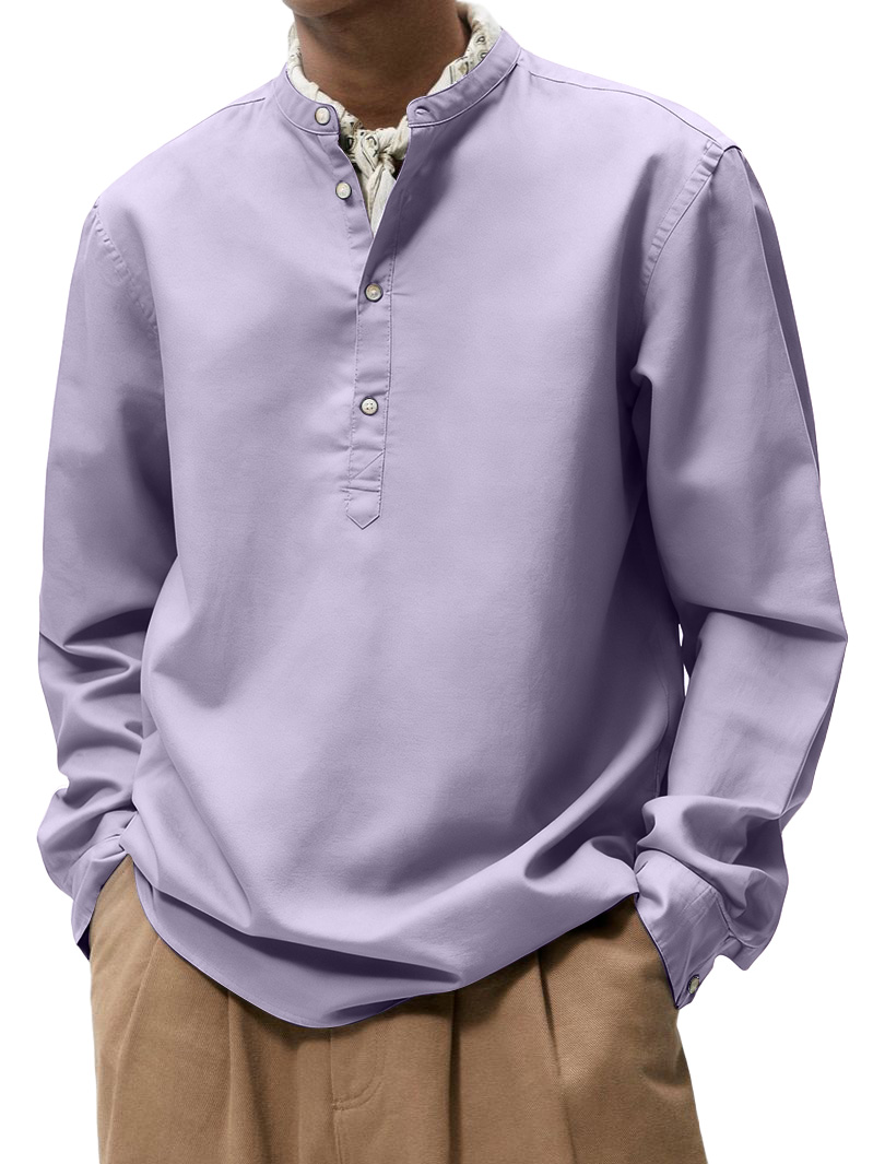 Men's Vintage Fashion Casual Stand Collar Long-Sleeve Shirt