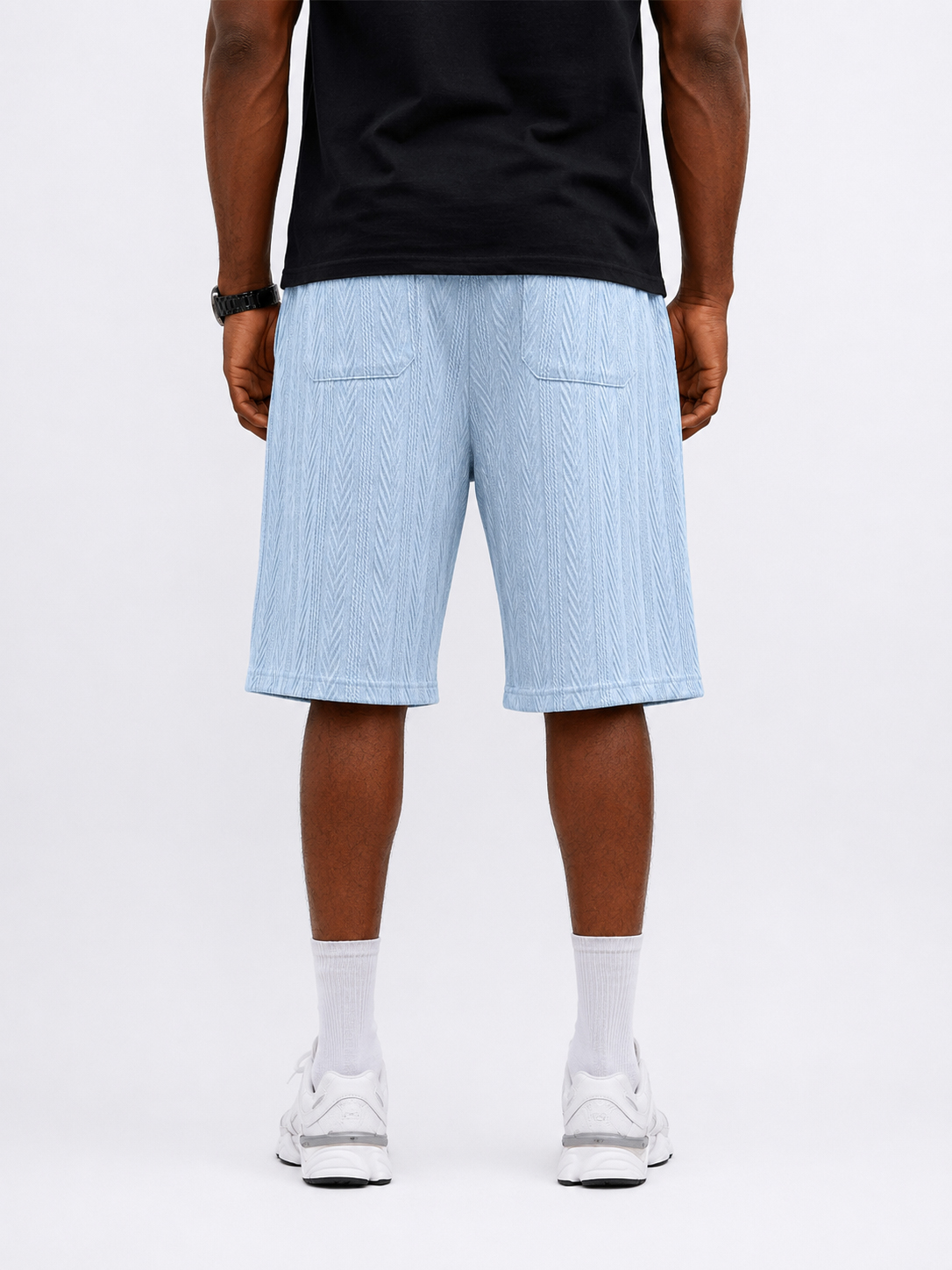 Men's Jacquard Striped Embroidered Logo Casual Shorts