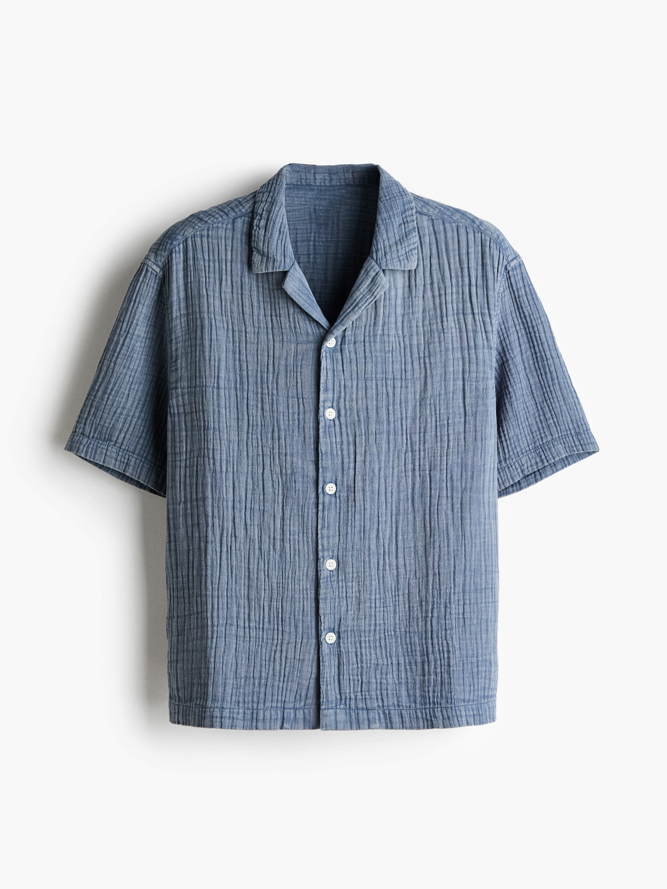 Men's Casual Loose Comfortable Textured Cuban Collar Short Sleeve Shirt