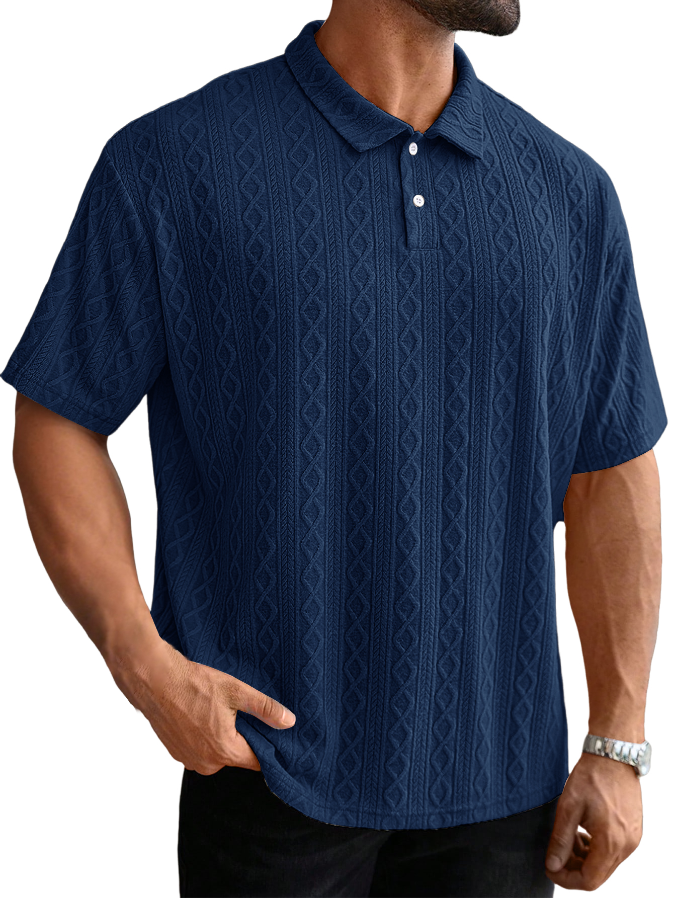 Men's Retro Casual Jacquard Texture Daily Wear Polo Shirt