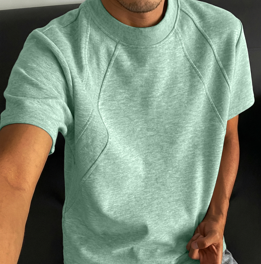 Men's Fashion Casual Deconstructed Design Crew Neck Short-Sleeve T-Shirt