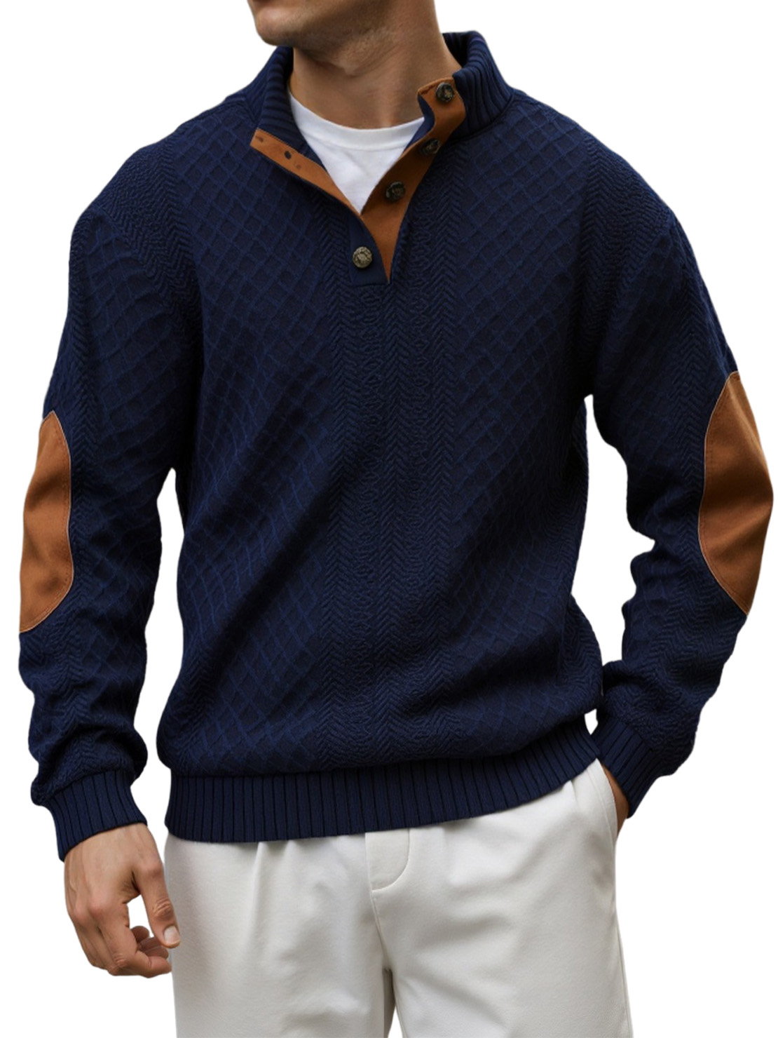 Men's Retro Casual Stand Collar Jacquard Outdoor Sweatshirt