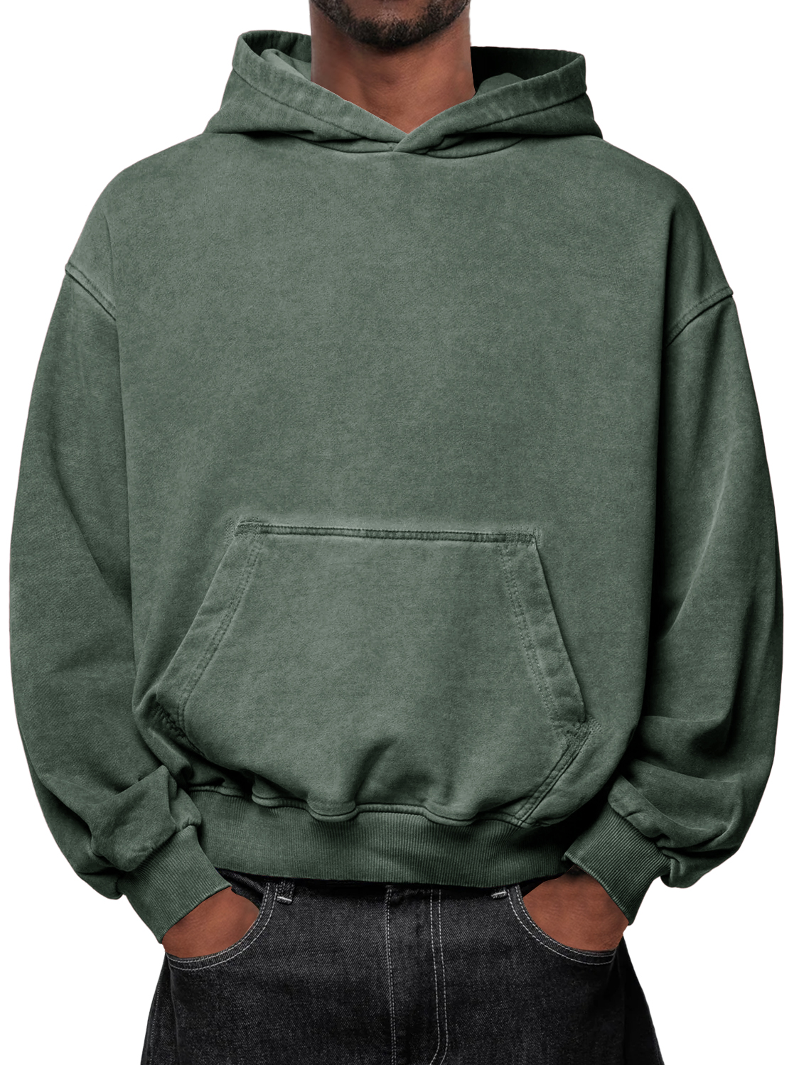 Men's Washed Distressed Vintage Hooded Sweatshirt