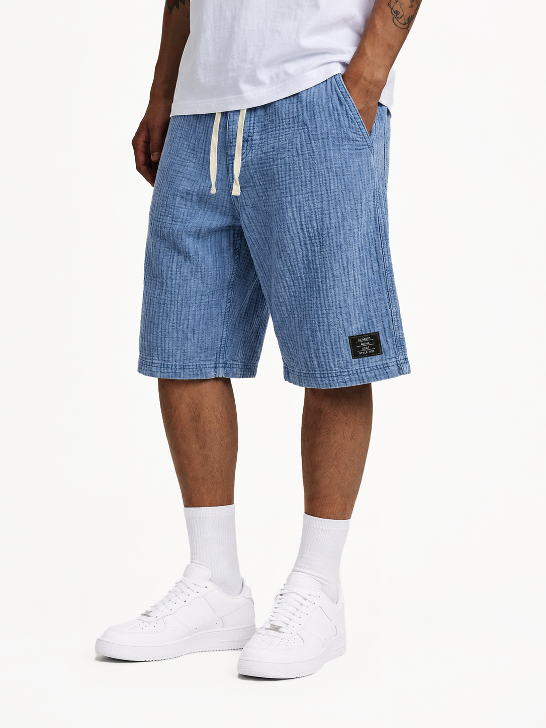 Men's Casual Loose Textured 100% Cotton Shorts