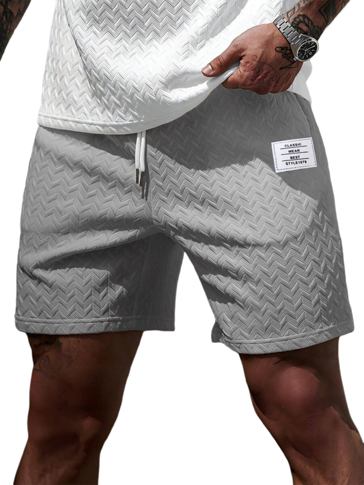 Soft Jacquard Weave Athletic Gym Shorts for Men