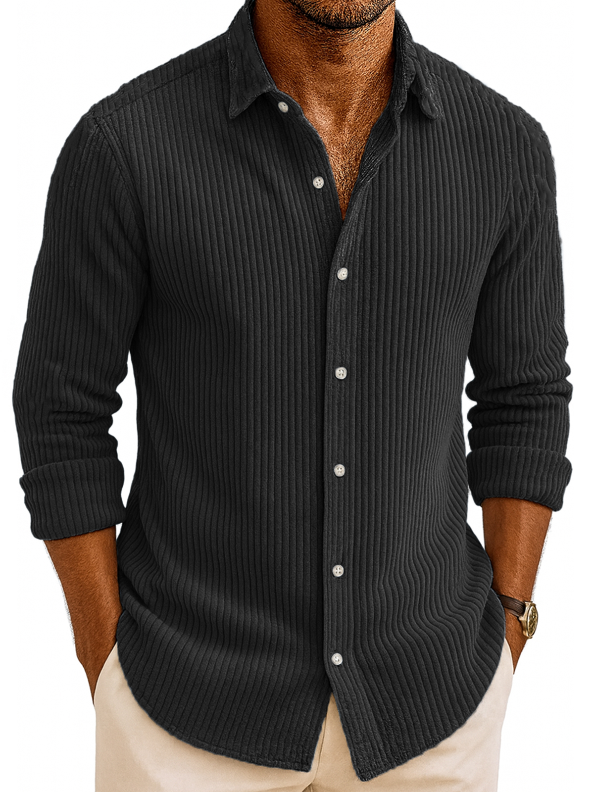 Men's Corduroy Casual Long-sleeved Shirt