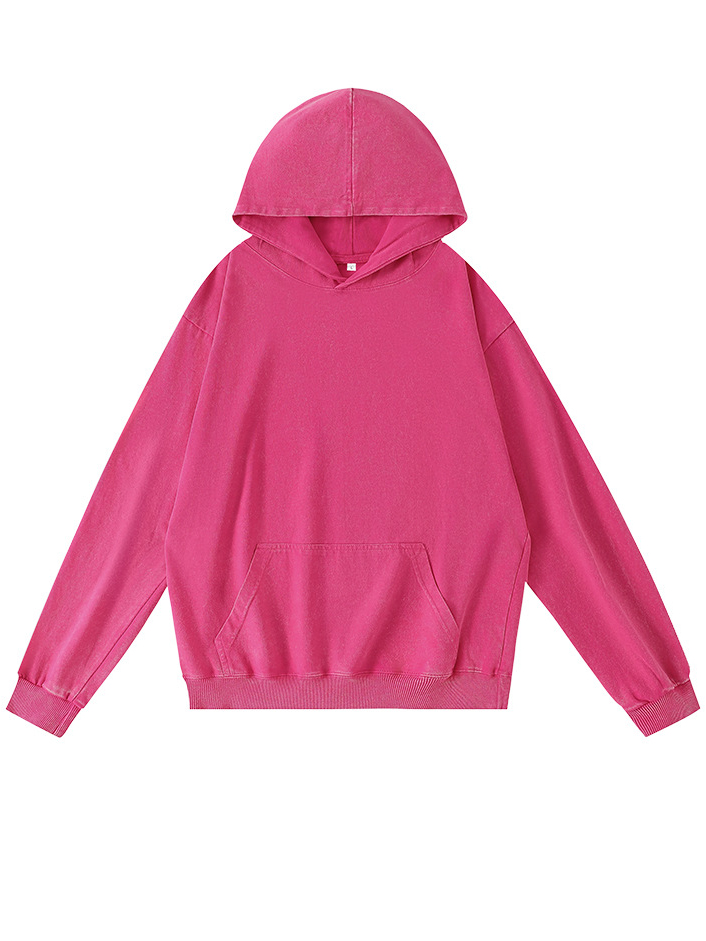 Men's 100% Cotton Washed And Distressed Vintage Casual Pocket Hooded Sweatshirt