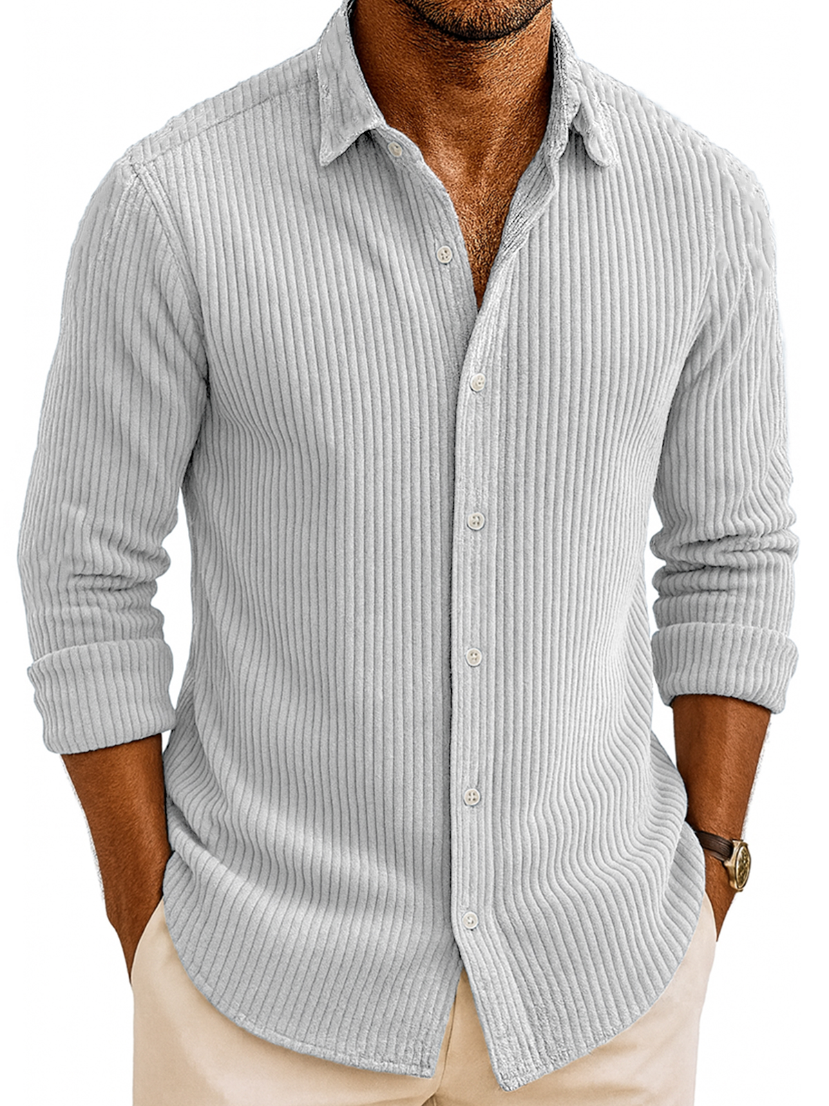 Men's Corduroy Casual Long-sleeved Shirt