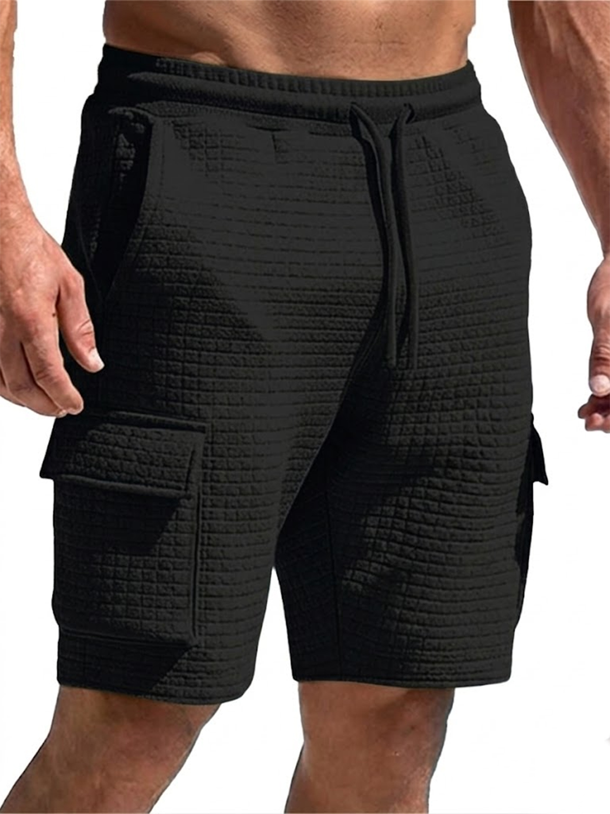 Jacquard Workwear Drawstring Men's Multi-pocket Casual Vacation Shorts