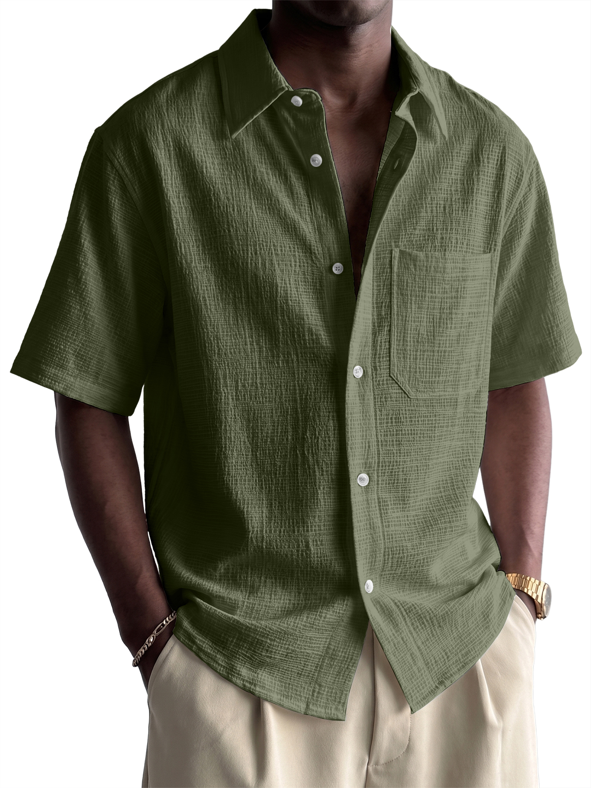 Men's Bamboo Linen Short-sleeved Shirt