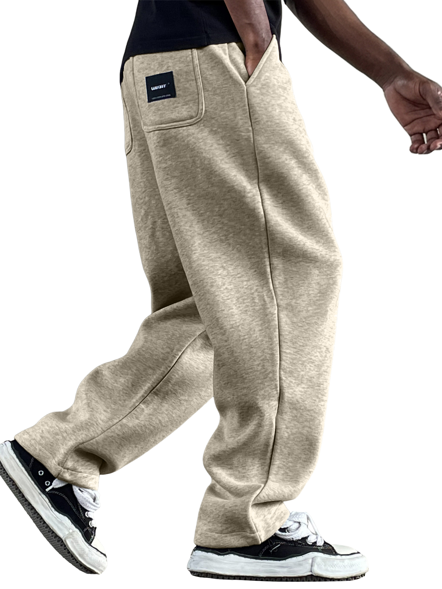 Men's Vintage Casual Everyday Multi-Pocket Embroidered Logo Air Layer Cotton Trousers