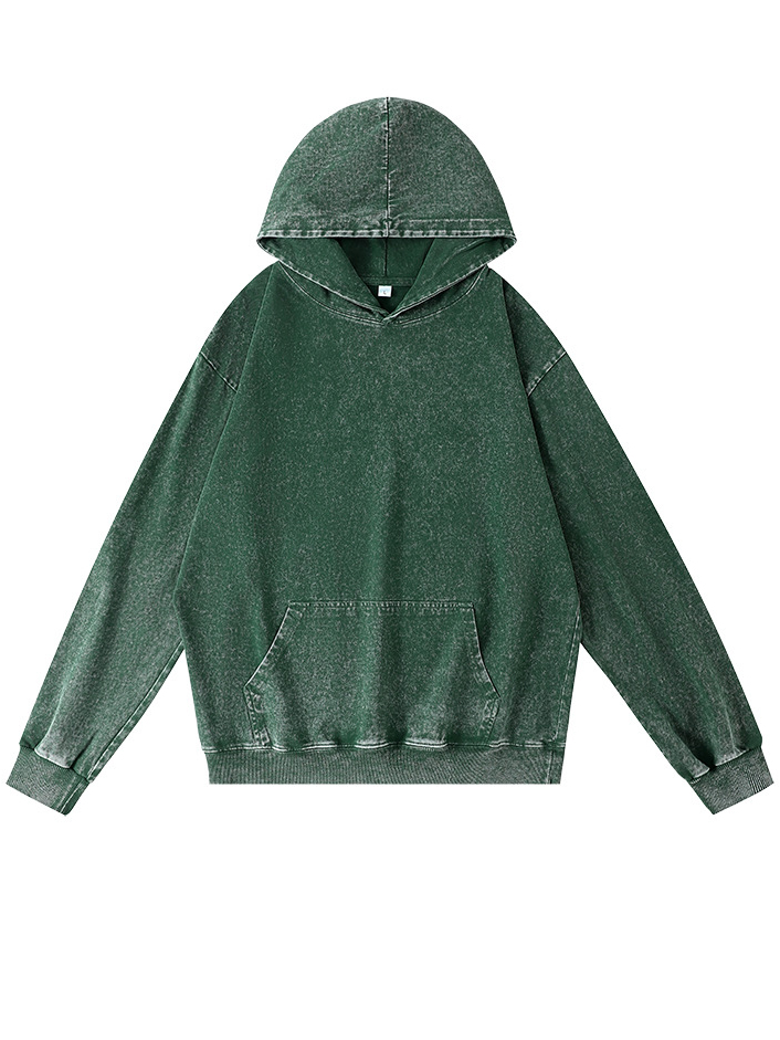 Men's 100% Cotton Washed And Distressed Vintage Casual Pocket Hooded Sweatshirt
