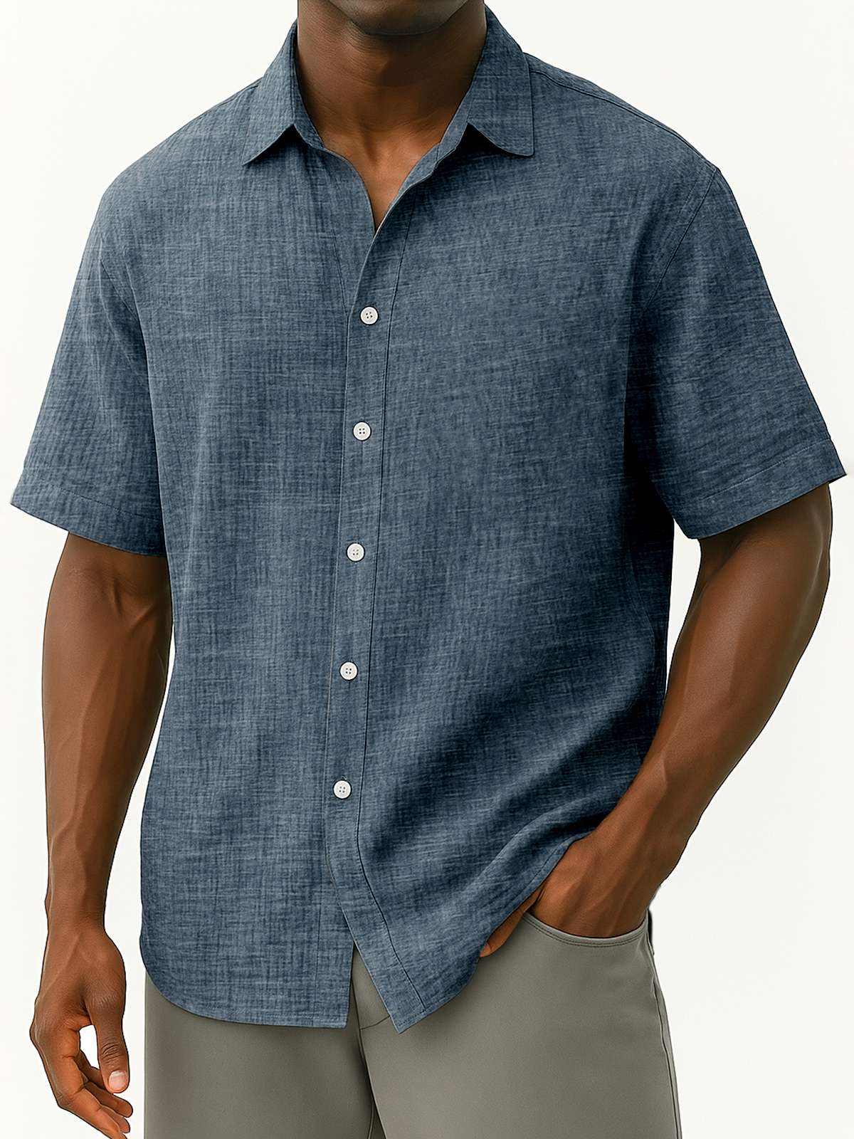 Men's Linen Breathable Loose Casual Daily Loose Button-down Short-sleeved Shirt