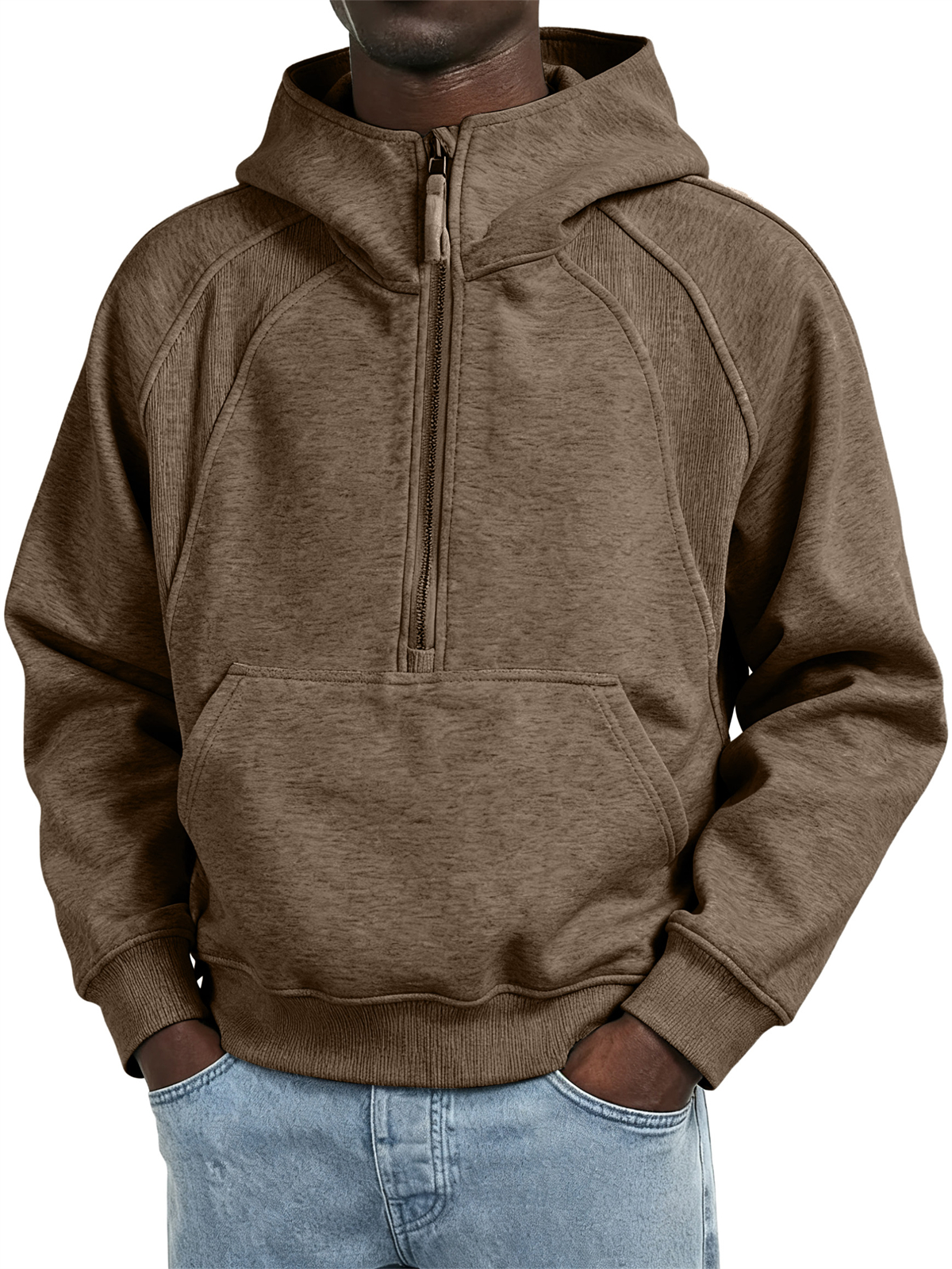Men's Fashion Casual Raglan Sleeve Patchwork Hooded Sweatshirt