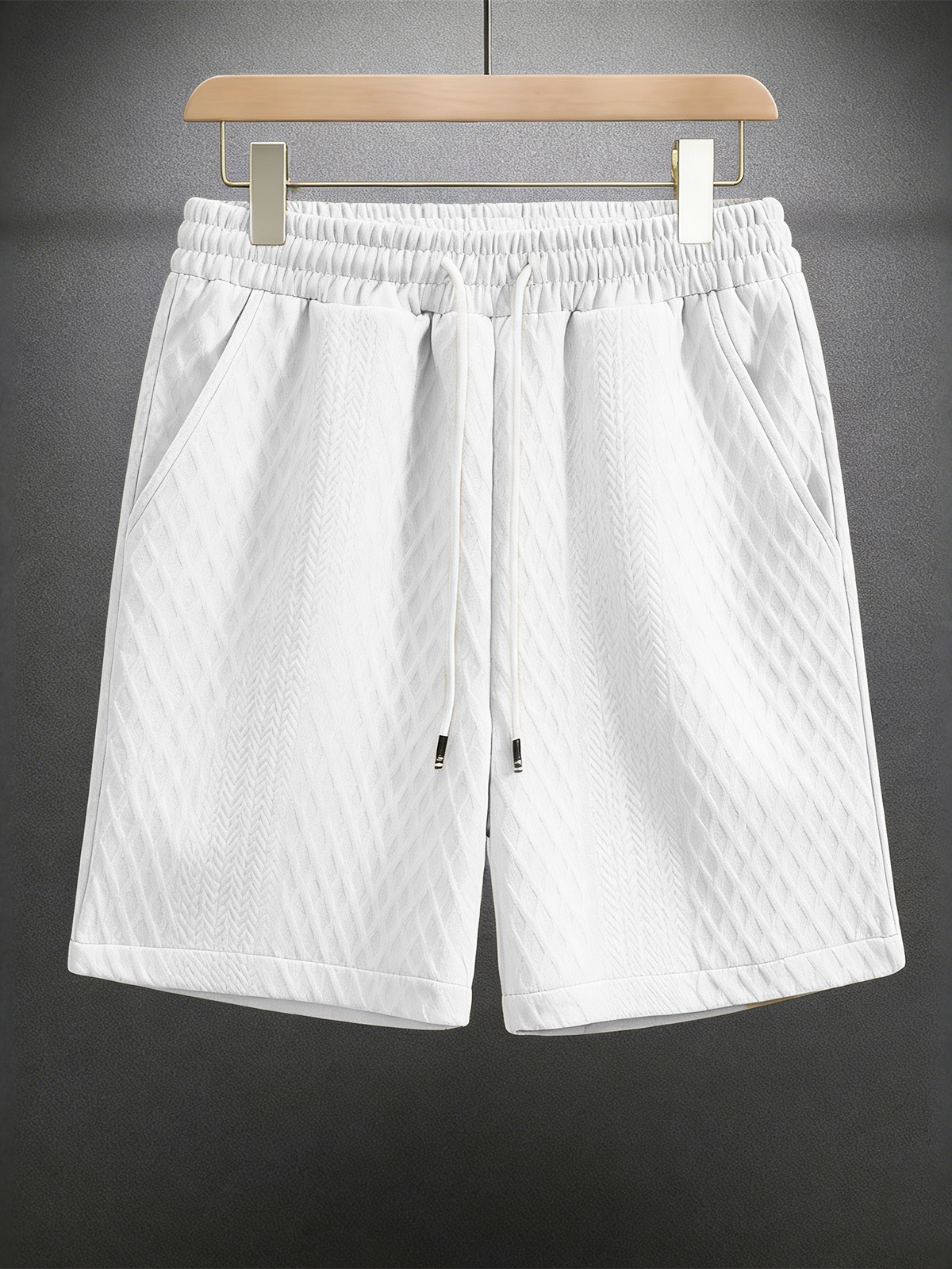 Men's Jacquard Textured Casual Drawstring Shorts