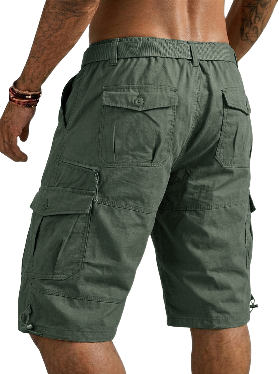 100% Cotton Multi-Pocket Basic Cargo Shorts
