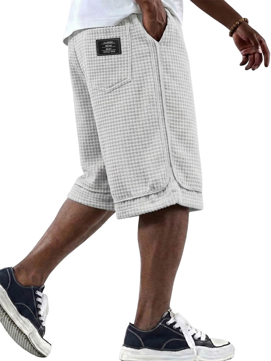 Men's Fashionable Waffle Fabric Loose Pocket Shorts