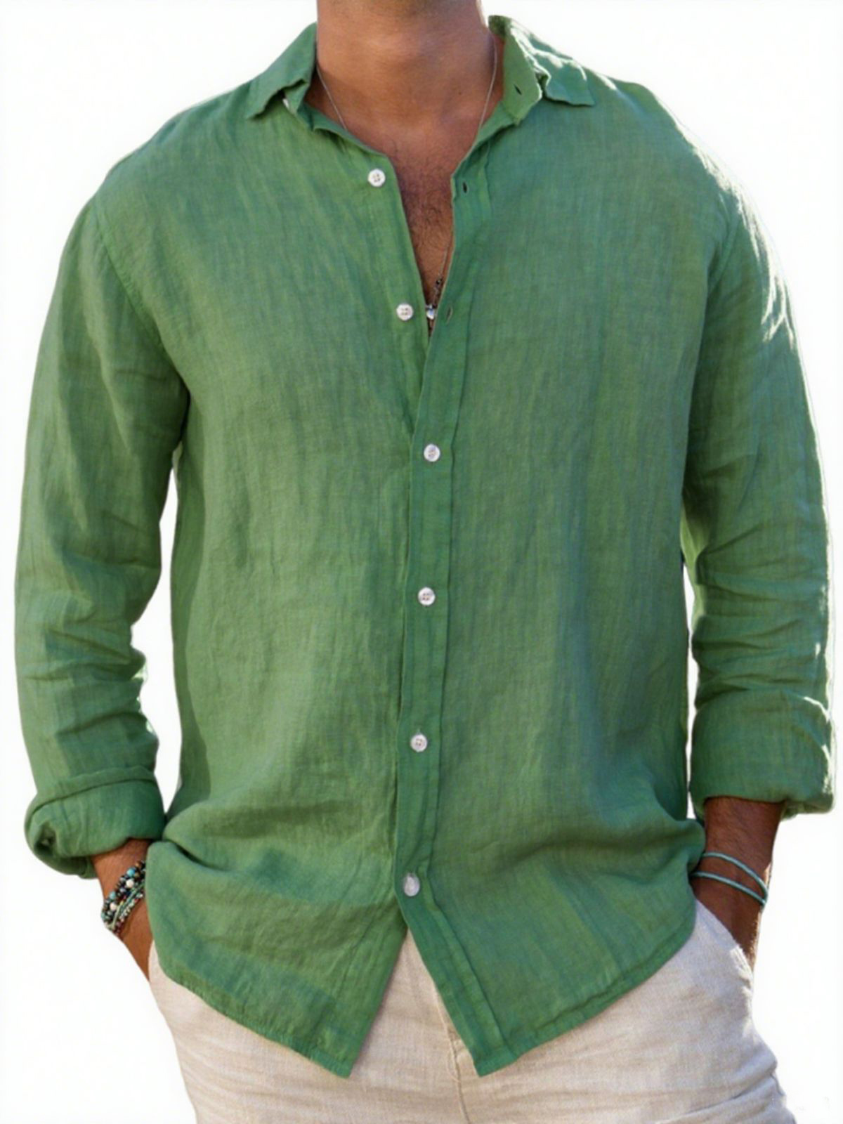 Men's Breathable Linen Casual Long-sleeved Shirt