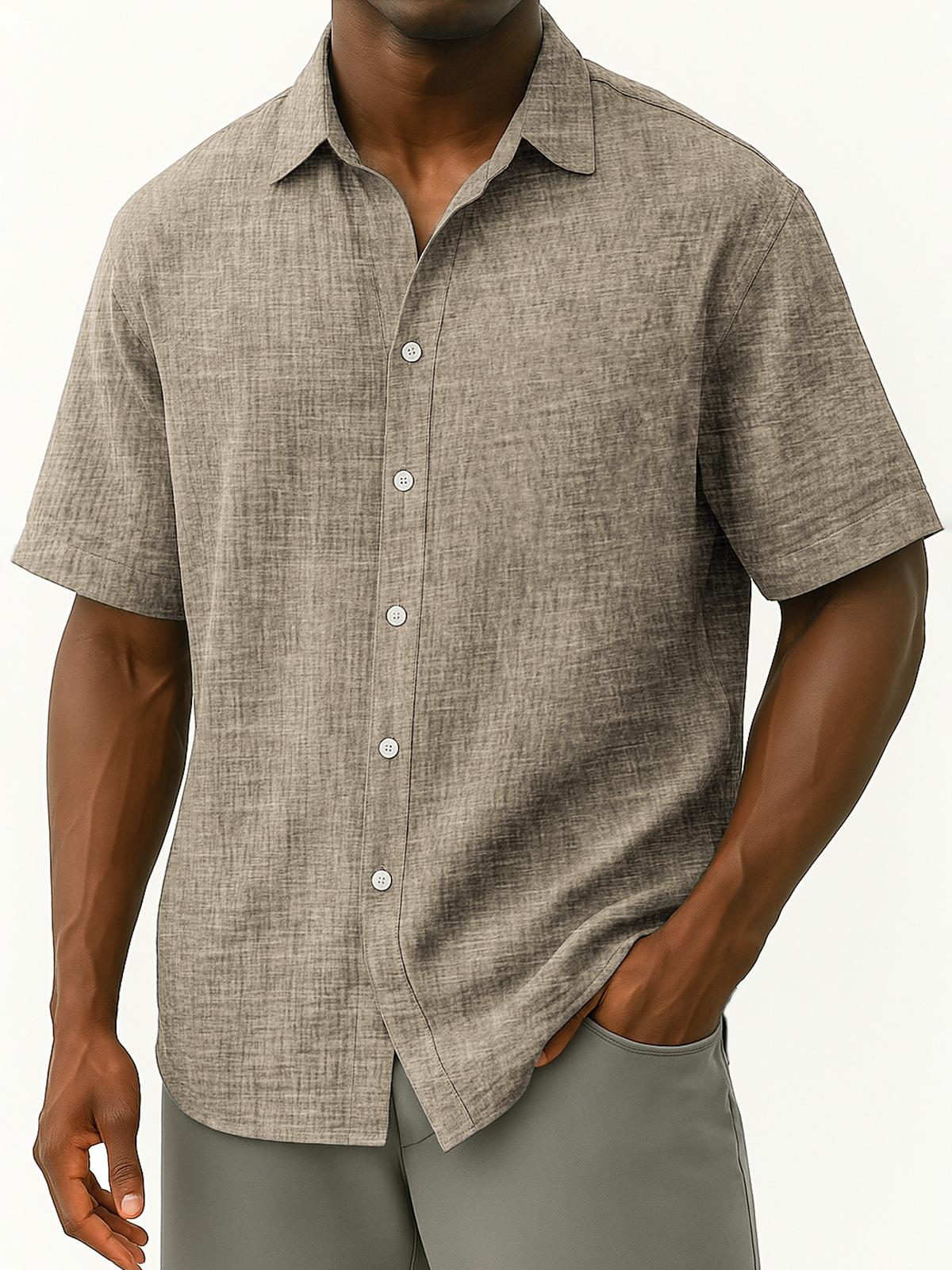 Men's Linen Breathable Loose Casual Daily Loose Button-down Short-sleeved Shirt